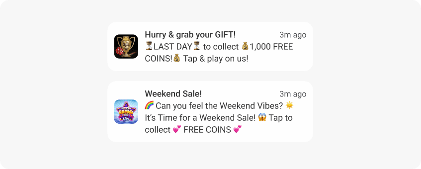 Push notifications with personal offers