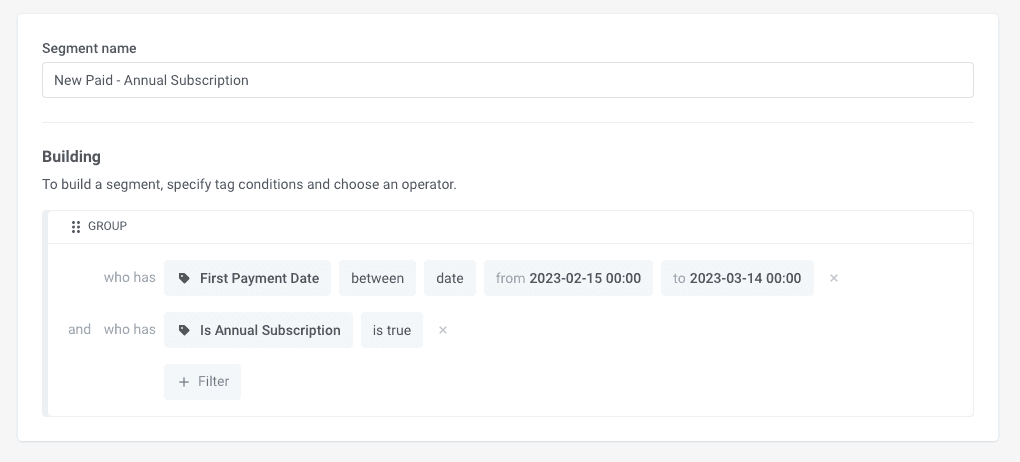 Segments based on several conditions Pushwoosh