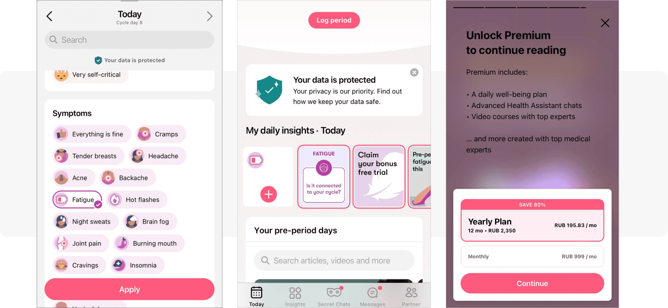 Flo app conversion to Premium plan