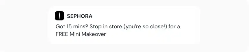 Geo-based push notification example in e-commerce