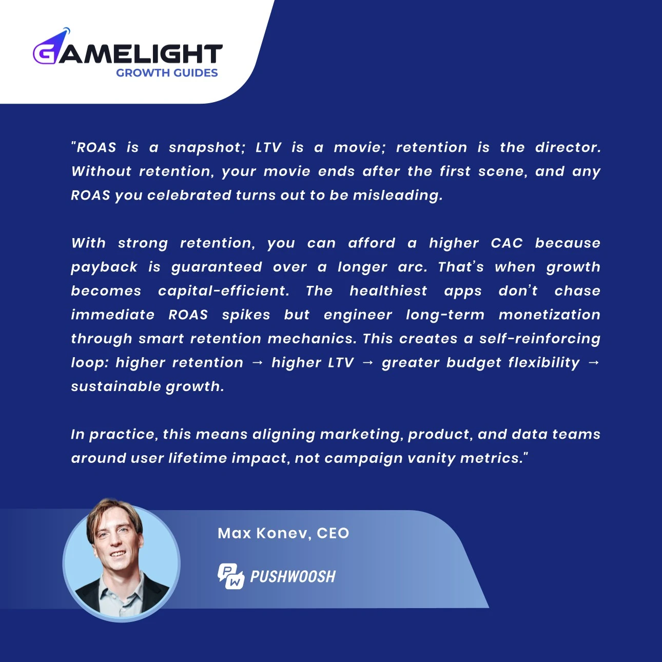 Max Konev Pushwoosh founder quote on app user retention