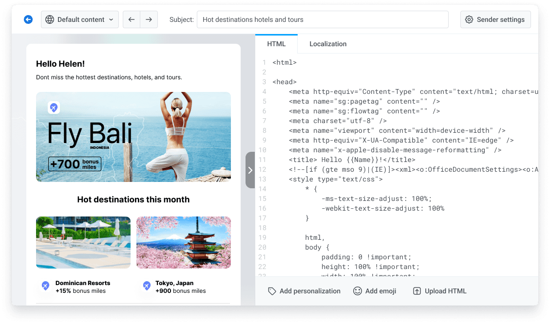 HTML email builder