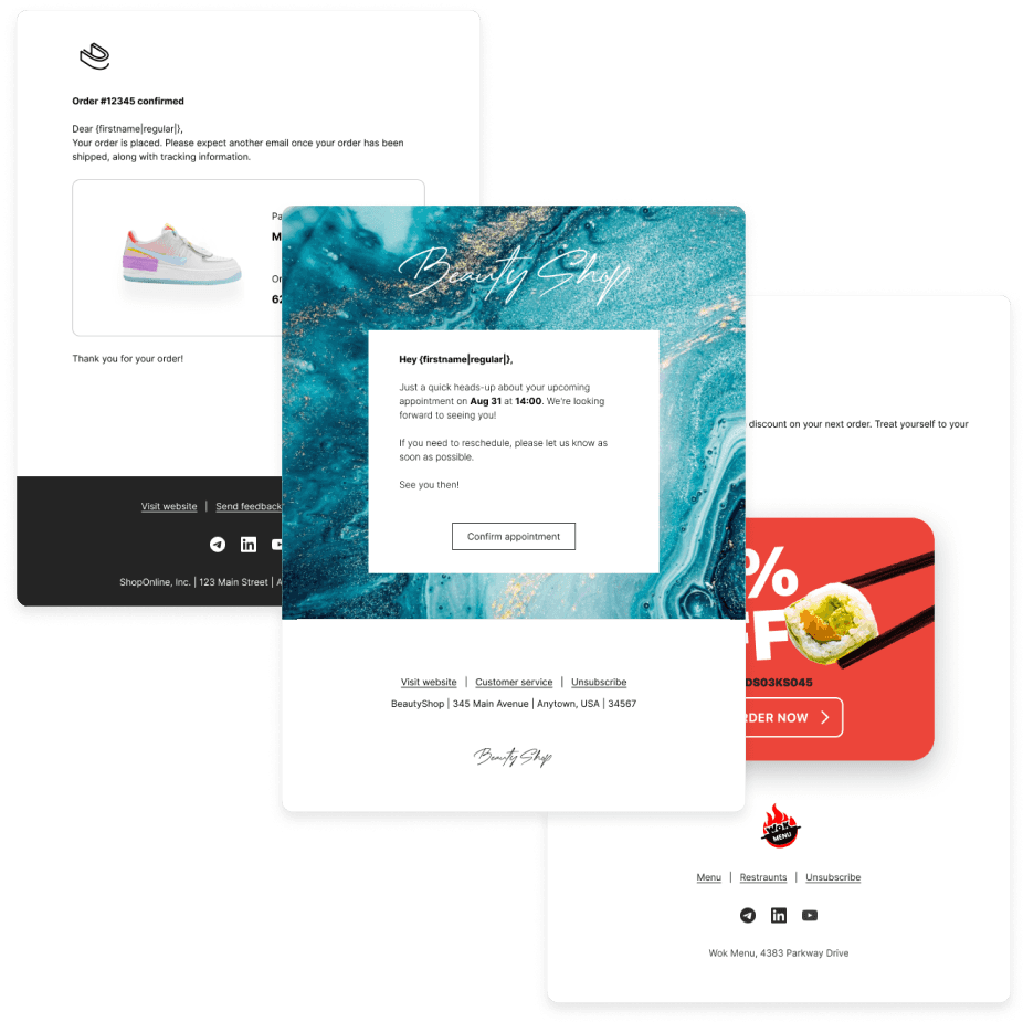 Pre-built email templates